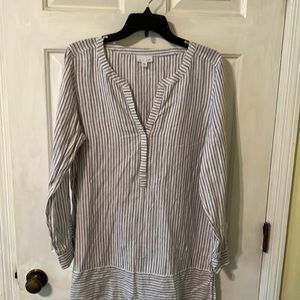 J Jill black/white stripe linen top w/contrasting stripes M